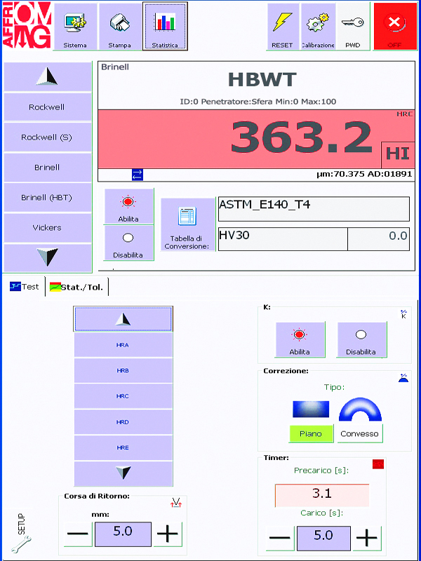 Automatic HBWT and Rockwell measurement